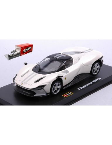 BBURAGO BU36914W FERRARI DAYTONA SP3 SIGNATURE PEARL-WHITE 1:43 Modellino