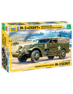ZVEZDA Z3581 SCOUT CAR M-3 WWII ARMORED CAR WITH CANVAS...