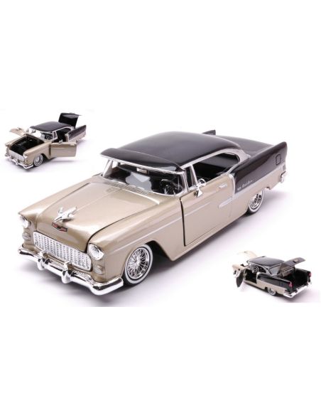 MOTORMAX MTM79031 CHEVROLET BEL AIR GET LOW SERIES 1955 GOLD BROWN/BLACK 1:24 Modellino