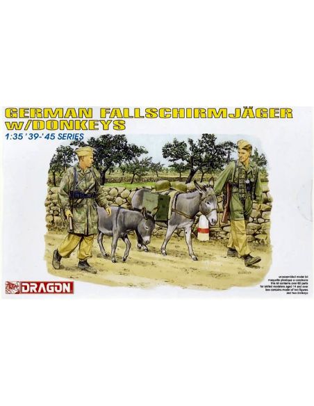 DRAGON D6077 GERMAN FALLSCHIRMJAGER W/DONKEYS KIT 1:35 Modellino