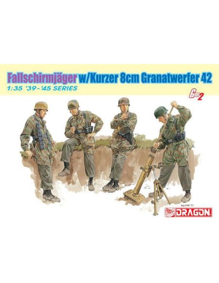 DRAGON D6373 FALLSCHIRMJAGER W/KURZER 8cm GRANATWERFER 42 KIT 1:35 Modellino