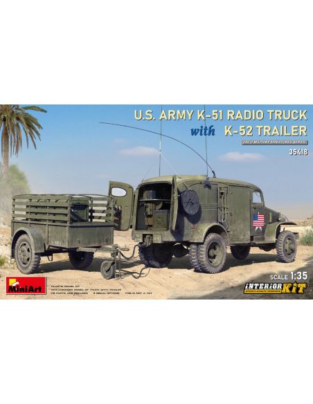 MINIART MIN35418 US ARMY K-51 RADIO TRUCK W/K-52 TRAILER INTERIOR KIT 1:35 Modellino