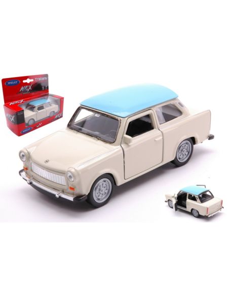 WELLY WE43654SCR TRABANT 601 CREAM W/LIGHT BLUE ROOF cm 11 Modellino