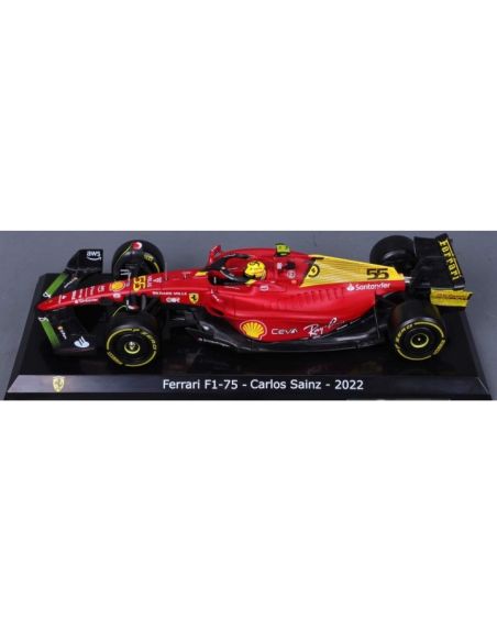 BBURAGO BU26806S FERRARI F1-75 N.55 CARLOS SAINZ MONZA 2022 75th ANNIV.W/HARD CASE 1:24 Modellino