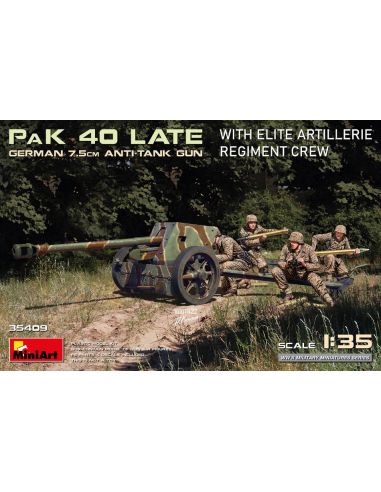 MINIART MIN35409 GERMAN 7,5 cm ANTI.TANK GUN PAK 40 KIT 1:35 Modellino
