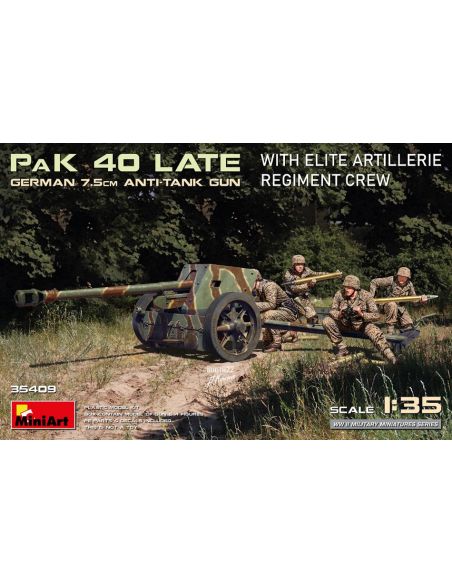 MINIART MIN35409 GERMAN 7,5 cm ANTI.TANK GUN PAK 40 KIT 1:35 Modellino