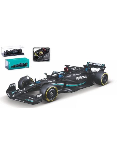 BBURAGO BU28028R MERCEDES F1 GEORGE RUSSELL 2023 W/HARD CASE 1:24 Modellino