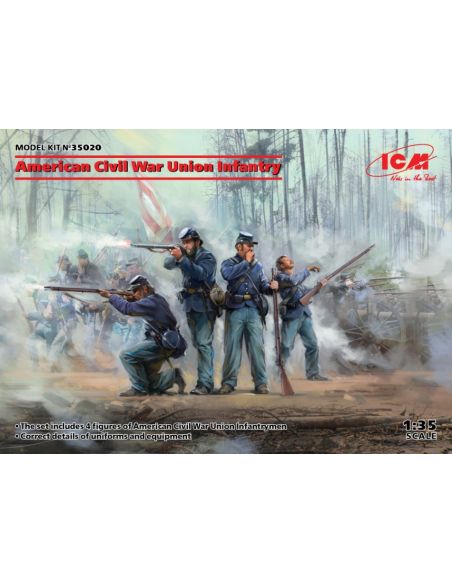 ICM ICM35020 AMERICAN CIVIL WAR UNION INFANTRY KIT 1:35 Modellino