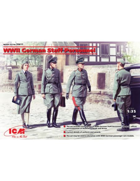 ICM ICM35611 WWII GERMAN STAFF PERSONNEL 4 FIGURES KIT 1:35 Modellino